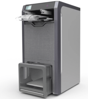 FoldiMate automatic laundry folding machine in gray, front view