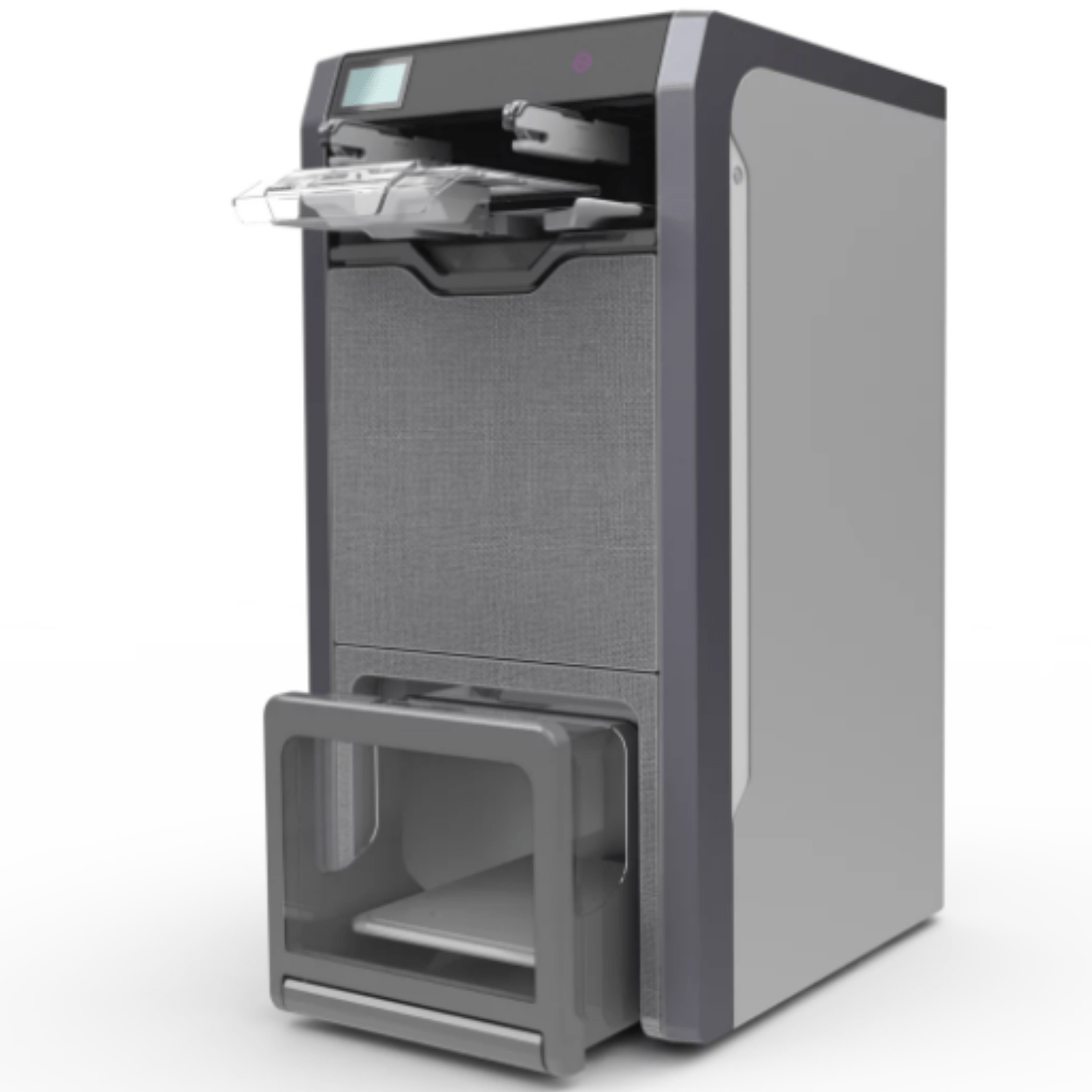 FoldiMate automatic laundry folding machine in gray, front view